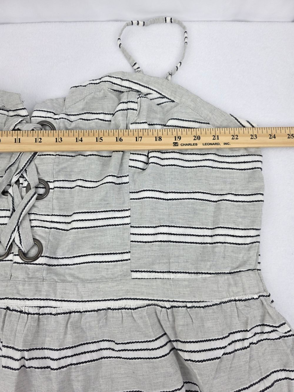 Arizona 3X Corset Style Striped Lace-Up Mini Dress Gray 3434-AB - Picture 5 of 13